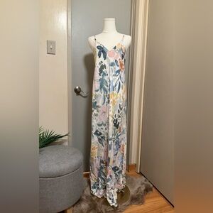 Ted Baker White Floral Slip Dress with Blue, Pink and Mustard Accents